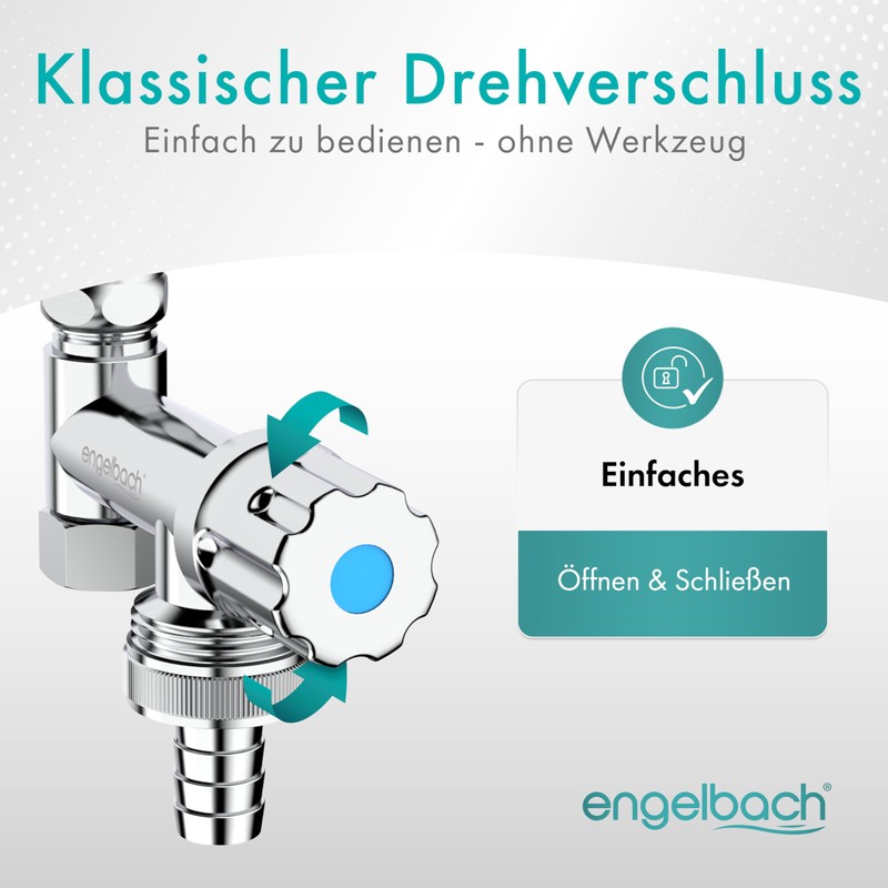 Engelbach® Universal Eckfix Device Additional Valve with Backflow Preventer -