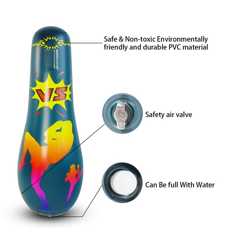 65 Inch Punching Bag for Kids, Inflatable Boxing Bag for