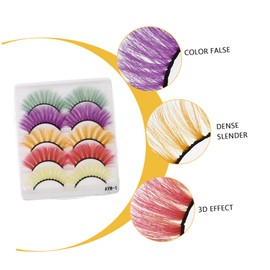 FOMIYES 5pairs Fake Eyelashes Clear Band Eyelashes False Lashes Tubing Mascara False Colored Eyelashes Strips 3d Colorful Eyelashes Dramatic Dense Fake Imitation