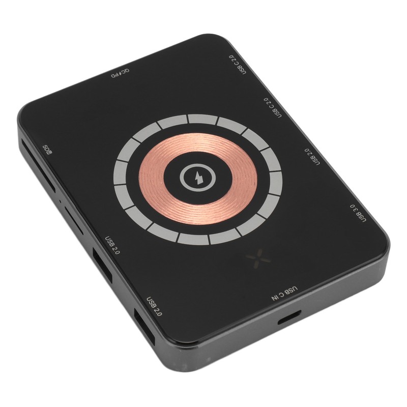 USB C Hub Magnetic Wireless Charging Storage Card Slot Aluminium
