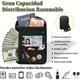 Cartera de Viaje Antirrobo, Bloqueo RFID y Bolsillo Oculta para Pasaporte