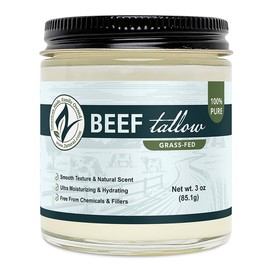 Zatural Beef Tallow - 100% Grass-Fed, American Beef, Non-GMO, Food-Grade, Keto & Paleo Friendly, High Smoke Point for Cooking, Skincare & Soap Making (3oz)