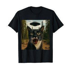 Extraterrestrial Encounter: Cat Selfie with UFO T-Shirt