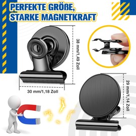 Magnetic Clip, Pack of 6 Black Fridge Magnets, Magnets for Magnetic Board, Magnets with Clips, Scratch-Free Magnetic Clips, Strong Magnetic Clips for Photos, Stickers, Bags