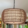PAUFUL Rattan Farmhouse Chandelier Light Fixtures,5-Lights Boho Large Pendant Light,Woven