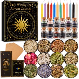 25 day Witchy Advent Calendar 2024 for Adult Teens, Christmas Countdown Calendar with Healing Crystal Natural Gemstone and Witchcraft Accessories for Women