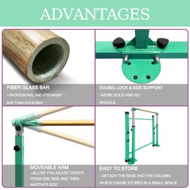 GBVUGY Gymnastics Kip Bar with Mat for Home Indoor Training,Horizontal Bar for Kids Girls Junior,Adjustable Arms from 3' - 5' Gym Equipment,1-4 Levels,300lbs Weight Capacity