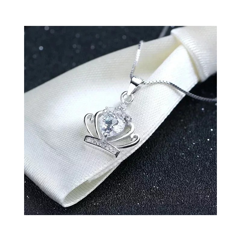 Dtup Collar De Corona Reina Circonio Plata 925 Elegante Regalo
