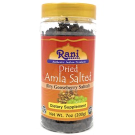 Rani Dried Amla Salted (Dry Gooseberry Salted) 7oz (200g) PET Jar ~ All Natural | No Color | Gluten Friendly | Vegan | NON-GMO | No Salt or fillers | Indian Origin