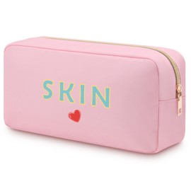 Letter Makeup Stuff Bag for Women Travel Toiletry Organizer with Zipper Makeup Pouch Cosmetic Case Christmas Birthday Gift for Her Sister Teen Girls Friend Oxford Cloth Cosmetic Bag