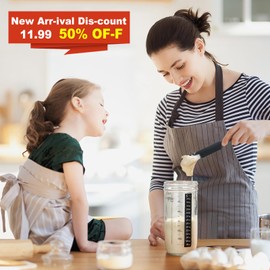 Glass Sourdough Starter Jar 2 Pack, 24 oz Wide Mouth Organic Sourdough Starter Kit with Date Marked Band, Thermometer, Cloth Cover & Metal Lid, Reusable Bread Baking Supplies, Bread Making Accessories