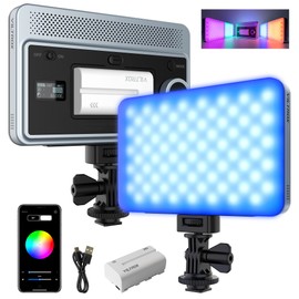 VILTROX 15W RGB Video Light, CRI 95+ App Control Portable Soft Key Light Panel for Portrait Outdoor Photography, Full Color 2800-6800K On Camera Lighting with NP-F550 Battery Hot Shoe Adapter