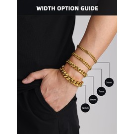 Solid Gold Miami Cuban Link Chain Bracelets for Men, Gold Bracelets for Men, Hand Chain Bracelet for Men Women, Hip-Hop & Cool Men’s Bracelet, 18K Gold Filled, 5mm 21cm/8.3Inch