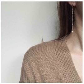 Yheakne Long Pearl Earrings Silver Pearl Dangle Earrings Drop Pearl Necklace Earrings Bridal Earrings Jewellery for Women and Girls Gifts (Silver)