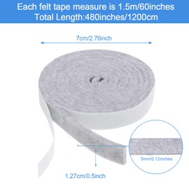Zonon 8 Rolls 1/2 x 60 Inch Felt Strips with Adhesive Backing Felt Tapes Rolls Felt Furniture Self-Stick Heavy Duty Polyester for Protecting Furniture and DIY Adhesive (Light Grey)