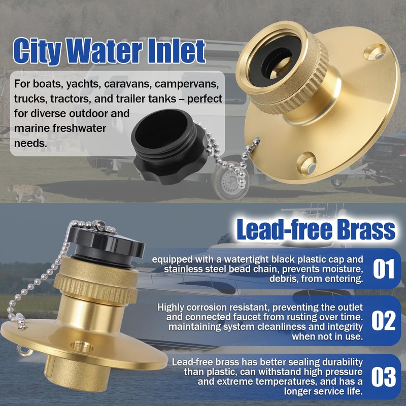 513110-1 Boat Fresh Water Inlet, for Sea-Dog Boat Washdown Kit