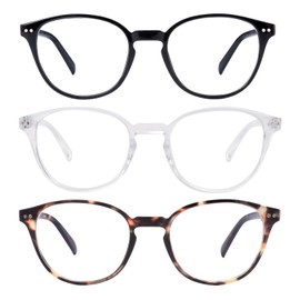 SKYWAY Blue Light Glasses for Women Men, Blue Light Blocking Glasses, Fashion Retro Round Computer Gaming Glasses Anti Fatigue & Eyestrain(Black+Tortoise+Clear)