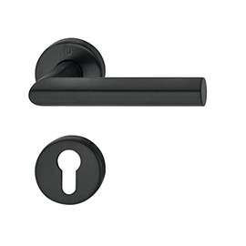 HOPPE 11647486, black satin handle set, AMSTERDAM on rosette PZ, door thickness 37-42 mm