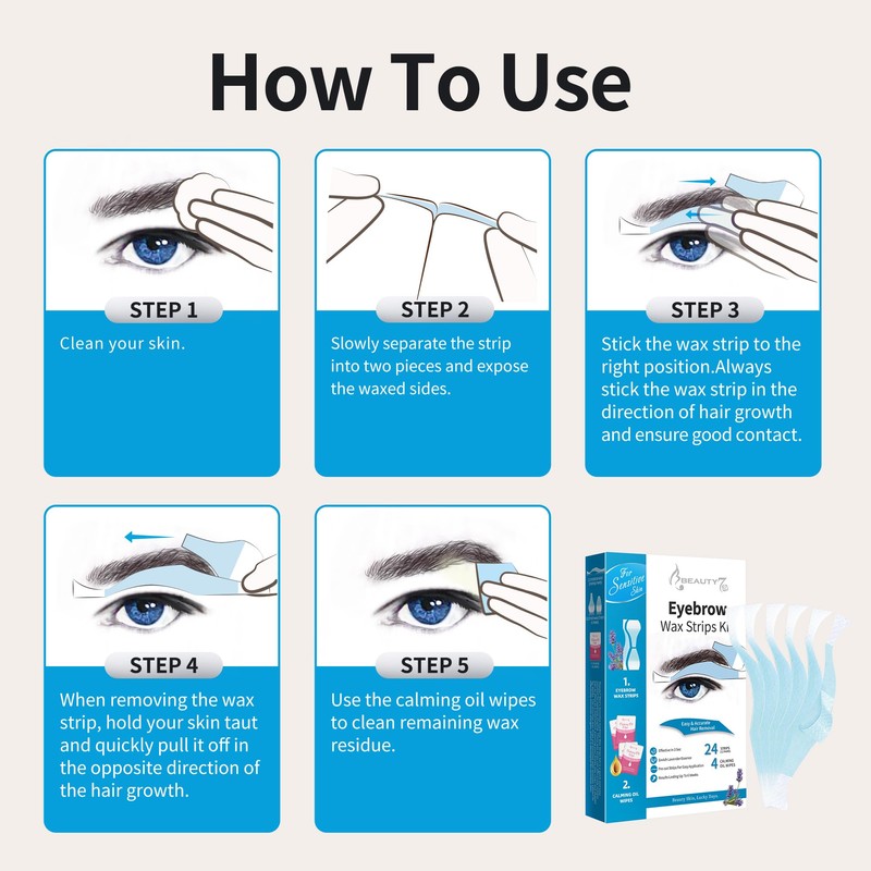 MEN Eyebrow Wax Strips Kit,for Sensitive All Skin Types MEN,24pcs