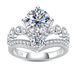 AnuClub Moissanite Engagement Rings 4.08cttw D Color VVS1 925 Sterling Silver Empire Crown Mask Wedding Promise Ring Christmas Gift for Women with Certificate Size 9