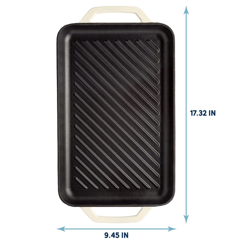Country Living Enameled Cast Iron Grill Pan, Family Sized Rectangular