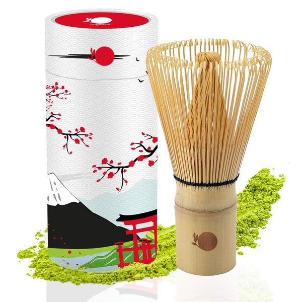 ORIGEENS FOUET MATCHA BAMBOU 100 TIGES - Fouet bambou Chasen traditionnel pour la Cérémonie japonaise du thé - Fouet thé matcha