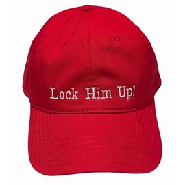 Lock Him Up Hat 2306 - Embroidered Adjustable Political Statement Cap, Red