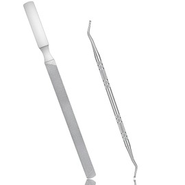YBEATY Long Nail File Professional Stainless Steel Fingernail Toenail File Reusable Durable Manicure Pedicure Nail Care Tool with Dual Ended Toenail Lifter for Thick Fingernails Men Women