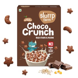 Slurrp Farm Choco Crunch Ragi Cereal | Crunchy Chocolate Breakfast with Stars & Moons | No Maida or Refined Sugar | Made with Millets | Kids Snack & Cereal | 10.58 Oz (300g)