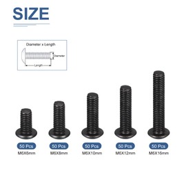 DTGN 250 Pcs M3 Button Head Socket Cap Screw Kit - 6/8/10/12/16mm Carbon Steel Black Oxide Full Thread Hex Socket Cap Screw Assortment - Perfect for Machinery, Furniture Repair