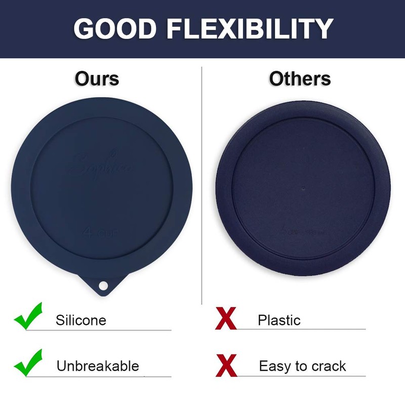 Sophico 4 Cup Round Silicone Storage Cover Lids Replacement for