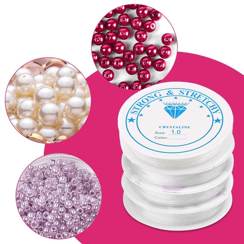 Elastic String for Bracelets，Premium Elastic Stretch Thread - 4 Rolls