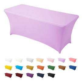 Jieqier Spandex Table Covers 6ft Lavender, Fitted Tablecloth for Rectangular Tables, Stretch Patio Table Covers, Universal Spandex Table Cover for Party, Wedding, Birthday, Banquet, Vendor
