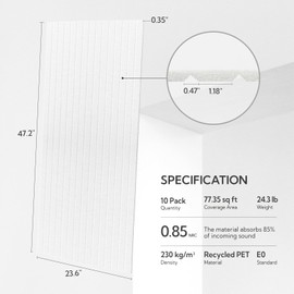 Olanglab Acoustic Wall Panels 10 Pack, 48 x 24 per Acoustic Panels Sound Absorbing, Decorative Sound Panels for Home Studio and Office, White