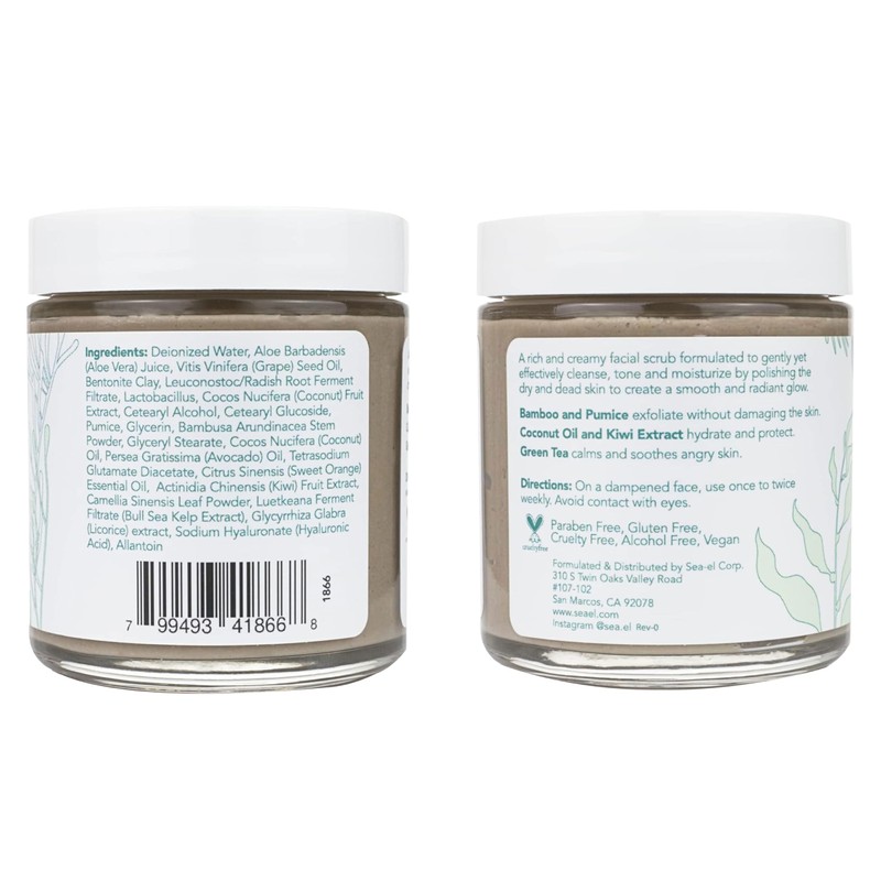 Sea El Coconut Kiwi Exfoliating Face Scrub Hydrating Calming &