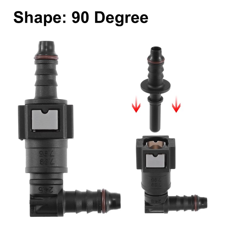 A ABSOPRO 2 x Fuel Line Connector Hose Coupling 90