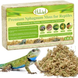 Halatool 1.1LB Sphagnum Moss for Reptiles(Turtles, Geckos, Snakes, Frogs, Hamsters), Natural Forest Long Fibered Dried Moss Bulk for Reptiles Substrate & Bedding - 25QT Reptile Habitat Accessories