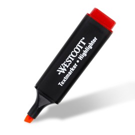 Westcott Highlighter Pens Pack of 10 Red | Pack of 10 Highlighter Markers in Bright Red | 2-5 mm Line Width | Premium Ink from Germany | E-743648 00