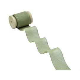 Furlanis - Crêpe Effetto Seta Sfrangiato, Nastro Decorativo Per Confezioni, Regali, Tessuto Italiano - Salvia, 25mm x 25 m