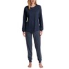 CALIDA Midnight Dreams Women's 100% Thick Cotton Cuffed Pyjamas, Peacoat