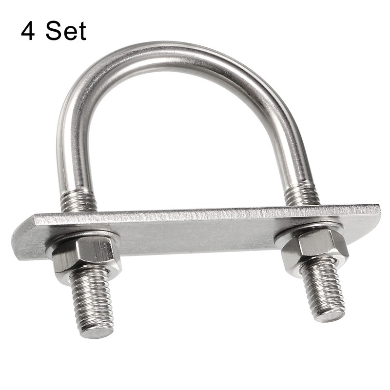 sourcing map Round U-Bolt 1.85"(47mm) Inner Width 75mm Length Steel