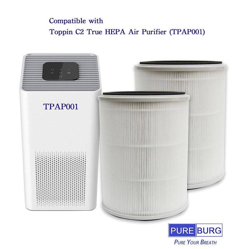 PUREBURG 2-Pack Replacement 4 in 1 High-Efficiency HEPA Filters Compatible