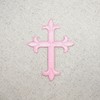 4" Cross, Fleur de lis, Religious, Embroidered, Iron-on Patch (Light