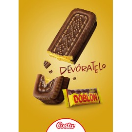 Costa Doblon Chocolate Covered Biscuit- Coated Biscuits- Biscuit with Vanilla Flavored Cream- Snack Packs Biscuits- Sandwich Cookie- Biscuit Packs, Biscuits Snacks- Bag of 30 Pieces