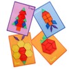 Odoorgames 140 Pcs Translucent Plastic Pattern Blocks,Shape Blocks,Tanagram Puzzles for