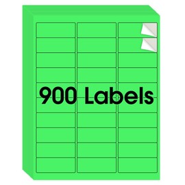 MaxGear 8-1/2" x 11" Neon Green Labels - Fluorescent Labels, for Inkjet or Laser Printer, for Efficient Sorting and Organization, Strong Adhesive, 1" x 2-5/8", 30 Sheets, 900 Pcs