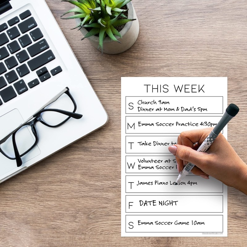 Dry Erase Weekly Calendar Planner Sticker Decal | Removable &