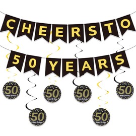 DazzJoy Garland Decoration 50th Birthday Decoration Man, 50s Birthday Woman, 50th Birthday Banner, 50s Birthday Garland Spirals Streamers