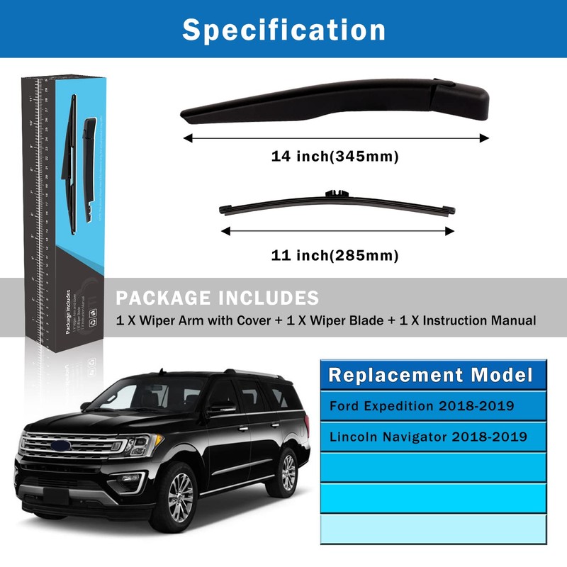 WTI Rear Wiper Arm Blade Set Compatible With Ford Expedition