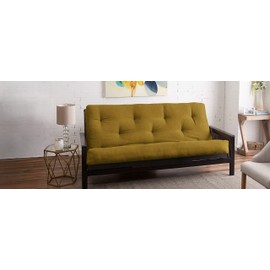 Trupedic x Mozaic - 5 inch Queen Size Standard Futon Mattress (Frame Not Included) | Basic Mustard | Great for Kid's Rooms or Guest Areas - Many Color Options